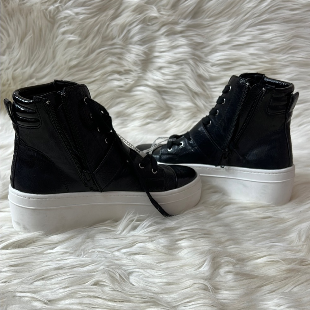 Gianni Bini Black High-Top Sneakers with Rhinestone Buckle - Picture 5 of 8
